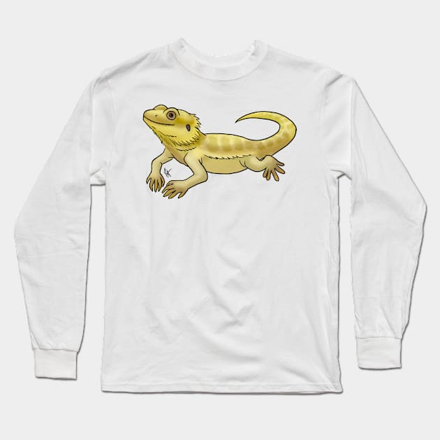 Reptile - Bearded Dragon - Yellow Morph Long Sleeve T-Shirt by Jen's Dogs Custom Gifts and Designs